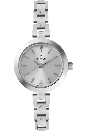 Titan Quartz Analog Silver Dial Silver Stainless Steel Strap Watch For Women