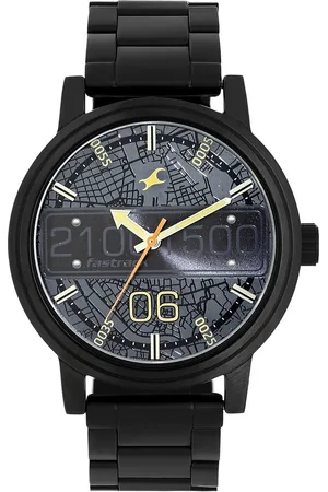 Fastrack Road Trip Quartz Analog Black Dial Stainless Steel Strap Watch for Guys