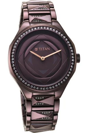 Titan Purple Glitz Quartz Analog Stainless Steel Strap Watch for Women