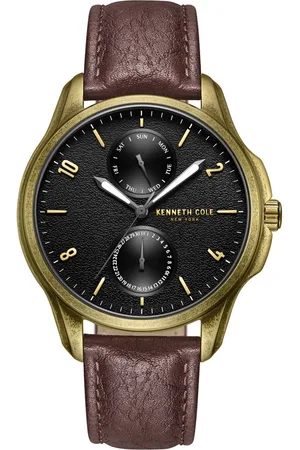 Kenneth Cole Quartz Multifunction Brown dial Leather Strap Watch for Men
