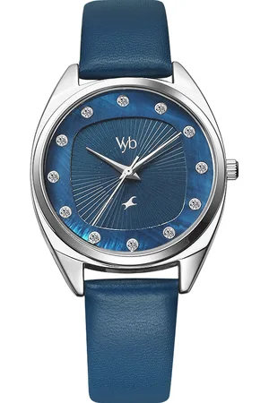 Fastrack Vyb Spotlight Quartz Analog Blue Dial Leather Strap Watch for Girls