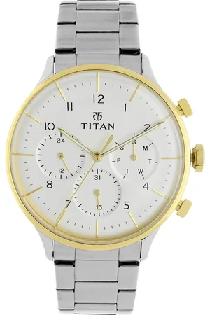 Titan White Dial Quartz Multifunction Stainless Steel Strap watch for Men