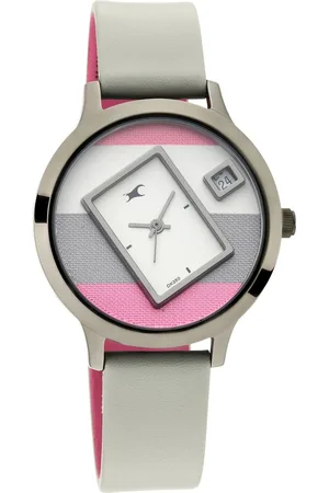 Fastrack Fit Outs Quartz Analog with Date Multicoloured Dial Leather Strap Watch for Girls