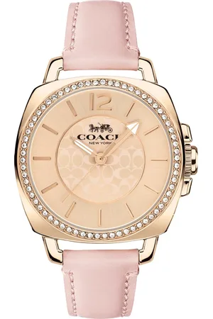 Coach Quartz Analog Rose Gold Dial Leather Strap Watch for Women