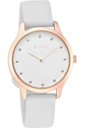 Titan Athleisure White Dial Analog Rubber Strap Watch for Women