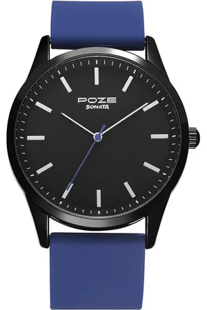 Sonata Poze by Quartz Analog Black Dial Silicone Strap Watch for Men