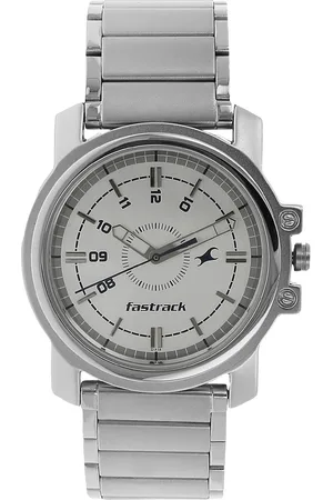 Fastrack Quartz Analog White Dial Stainless Steel Strap Watch for Guys