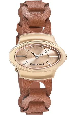 Fastrack Hitlist Quartz Analog Rose Gold Dial Leather Strap Watch for Girls