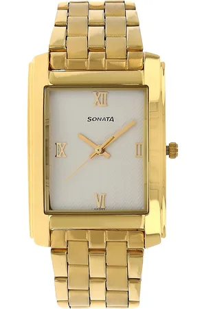 Sonata Quartz Analog White Dial Stainless Steel Strap Watch for Men