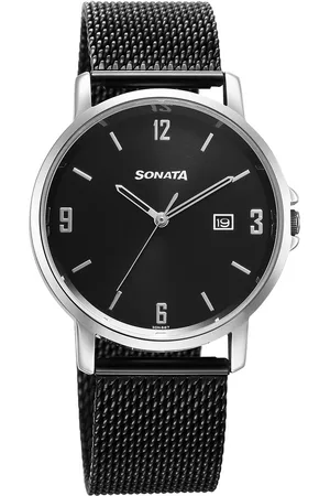 Sonata Quartz Analog Black Dial Watch for Men