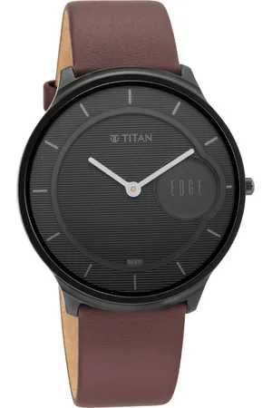 Titan Edge Slim Leather Strap Black Dial Analog Watch for Men