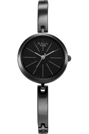 Titan Raga Viva Quartz Analog Black Dial Grey Metal Strap Watch for Women