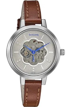 Sonata Unveil Quartz Multifunction Leather Strap Watch for Women