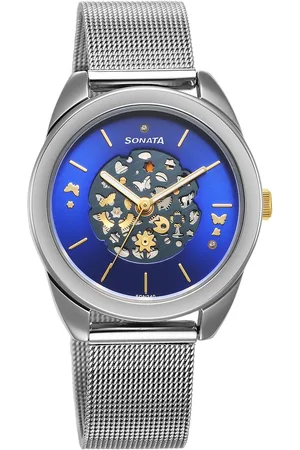 Sonata Unveil Quartz Multifunction Blue Dial Stainless Steel Strap Watch for Women