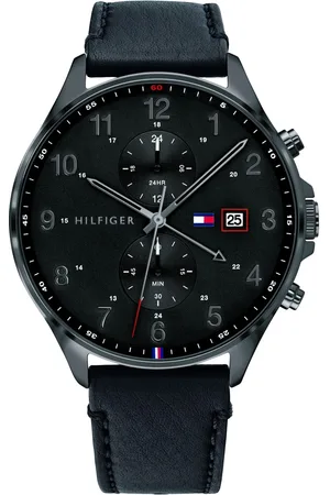 Tommy Hilfiger Quartz Multifunction Black Dial Leather Strap Watch for Men