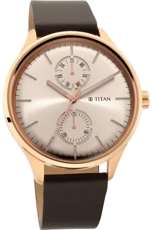 Titan Evoke Champagne Dial Analog with Day and Date Stainless Steel Strap watch for Men
