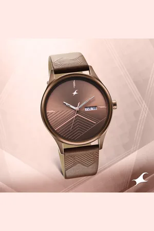 Fastrack Style Up Brown Dial Leather Strap Watch for Guys