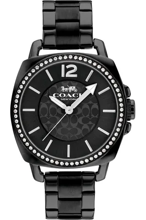 Coach Quartz Analog Black Dial Black Stainless Steel Strap Watch For Women