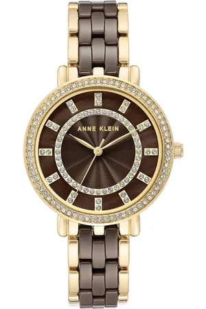 Anne Klein Quartz Analog Brown Dial Ceramic Strap Watch for Women
