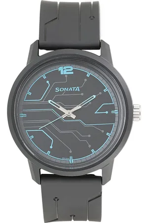 Sonata Quartz Analog Black Dial Plastic Strap Watch for Men