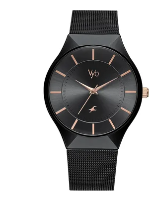Fastrack Vyb Successor Quartz Analog Black Dial Stainless Steel Strap Watch for Girls