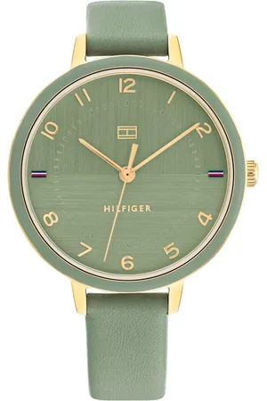 Tommy Hilfiger Quartz Analog Green Dial Leather Strap Watch for Women