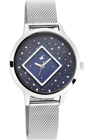 Fastrack Fit Outs Quartz Analog Blue Dial Metal Strap Watch for Girls