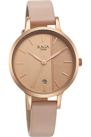 Titan Raga Viva Rose Gold Dial Analog with Date Leather Strap watch for Women