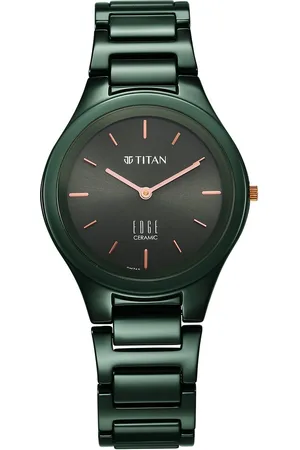 Titan Edge Ceramic Quartz in Glossy Green Dial Watch for Women