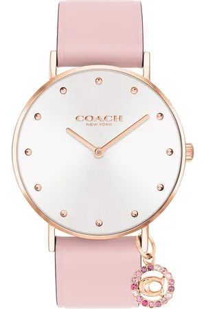 Coach Quartz Analog Silver Dial Leather Strap Watch for Women