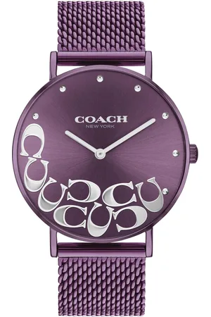 Coach Quartz Analog Purple Dial Stainless Steel Strap Watch for Women