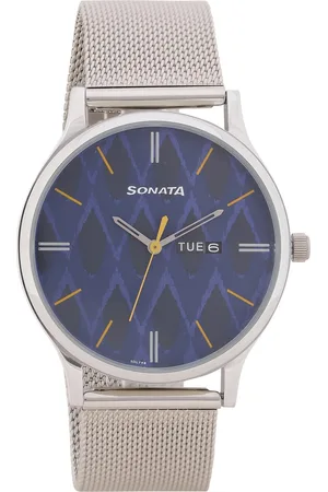 Sonata Knot Blue Dial Stainless Steel Strap Watch for Men