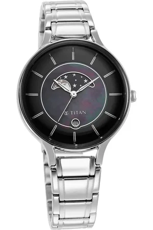 Titan Premium Workwear Black Dial Analog with Date Stainless Steel Strap watch for Women