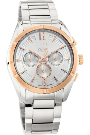 XYLYS Swiss Multifunction Silver Stainless Steel Strap and Dial Watch For Men