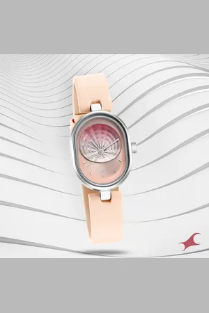 Fastrack Uptown Retreat Quartz Analog Pink Dial Leather Strap Watch for Girls