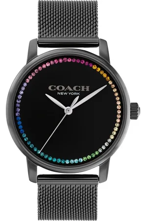Coach Quartz Analog Black Round Dial Black Stainless Steel Strap Watch For Women