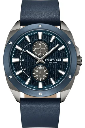 Kenneth Cole Quartz Multifunction Blue Dial Leather Strap Watch for Men