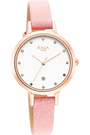 Titan Raga Viva Quartz Analog with Date White Dial Leather Strap Watch for Women