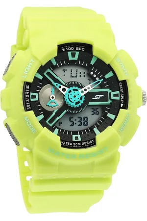 SF Dreamer Series Quartz Digital Analog Digital Black Round Dial Green Plastic Strap Watch For Men