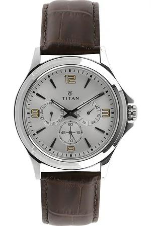 Titan Quartz Multifunction Silver Dial Leather Strap Watch for Men