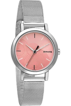 Sonata Linnea Pink Dial Women Watch With Stainless Steel Strap