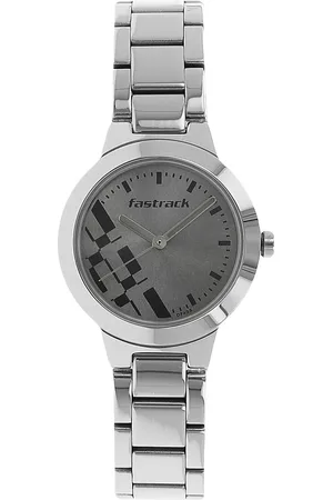 Fastrack Checkmate Quartz Analog Grey Dial Stainless Steel Strap Watch for Girls
