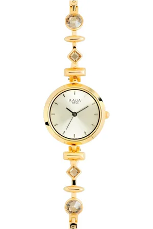 Titan Raga Facets Champagne Dial Analog Stainless Steel Strap Watch for Women