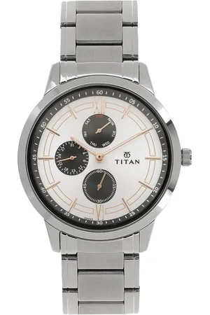 Titan Workwear White Dial Quartz Multifunction Stainless Steel Strap watch for Men