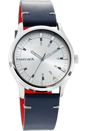 Fastrack I Love Me Quartz Analog Silver Dial Leather Strap Watch for Guys