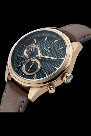Titan Maritime Green Dial Quartz Multifunction Leather Strap watch for Men