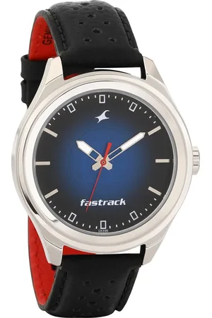 Fastrack Sunburn Quartz Analog Blue Dial Leather Strap Watch for Guys