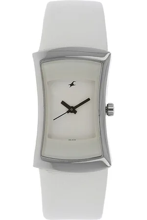 Fastrack Quartz Analog White Dial Leather Strap Watch for Girls