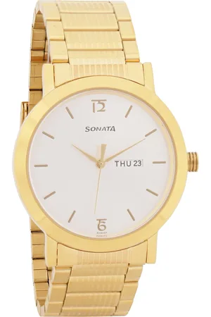 Sonata Quartz Analog with Day and Date White Dial Stainless Steel Strap Watch for Men