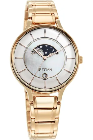 Titan Premium Workwear White Dial Analog Date Stainless Steel Strap Watch for Women